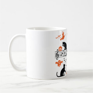 Caneca De Café "Halloween Spooky and Scary Cats" Tocando Música N
