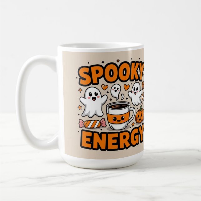 Caneca De Café Halloween spooky energy mom life (Esquerda)