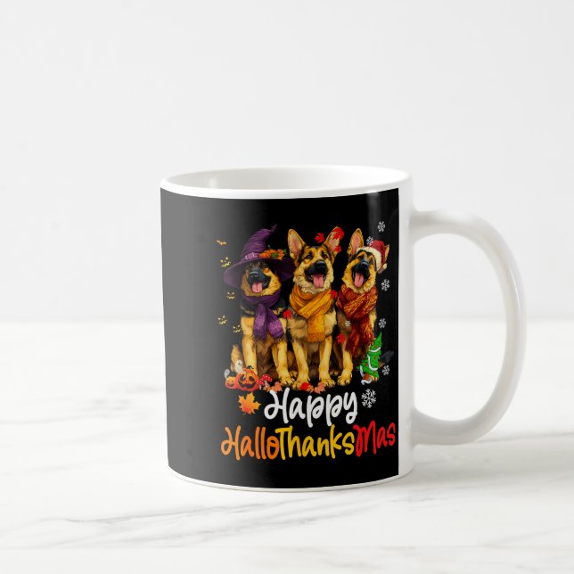 Caneca De Café Halloween Thanksgiving Christmas German Shepherd D (Direita)
