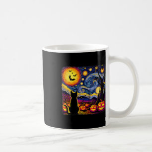 Caneca De Café Halloween Van Gogh Starry Night Black