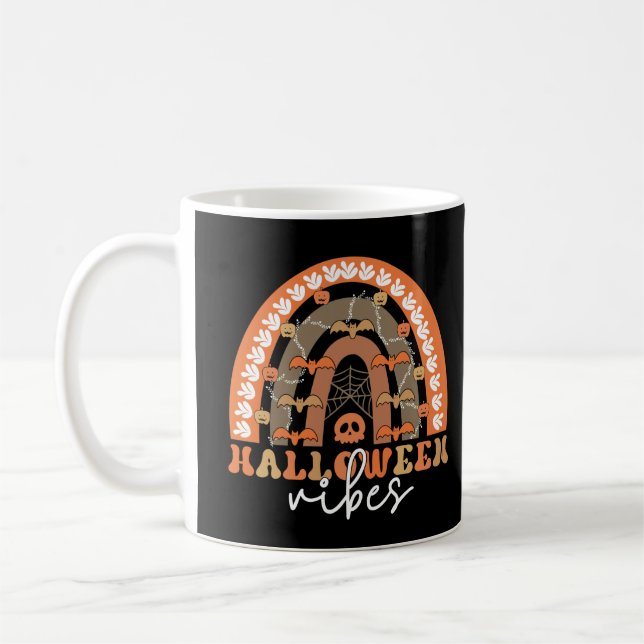 Caneca De Café Halloween Vibes Boho Rainbow Fall Spooky (Esquerda)