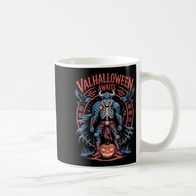 Caneca De Café Halloween Viking Warrior - Running And Ravens - Va (Direita)