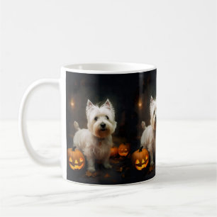 Caneca De Café Halloween West Highland White Terrier Pumpkins