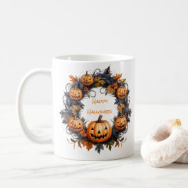 Caneca De Café Halloween Wreath Happy Halloween