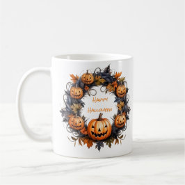 Caneca De Café Halloween Wreath Happy Halloween