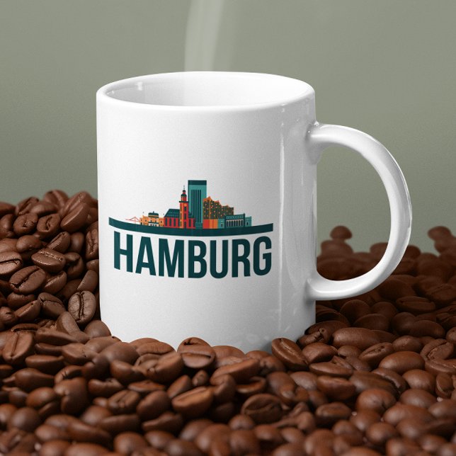 Caneca De Café Hamburg Germany Skyline T-Shirt (Hamburg Germany coffee mug)