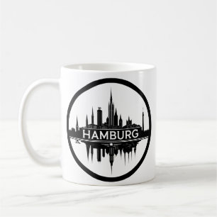 Caneca De Café Hamburgo Alemanha Skyline - Círculo de Vintagem Ci