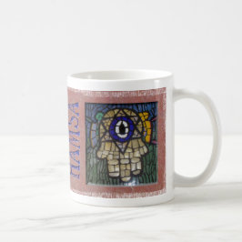 Caneca De Café Hamsa Dourado com estrela de prata e o olho mau
