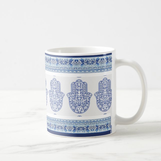 Caneca De Café hamsa*tunis*morocco*henna*azul (Direita)