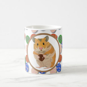 Caneca De Café Hamster de páscoa com Ovos de Chocolate