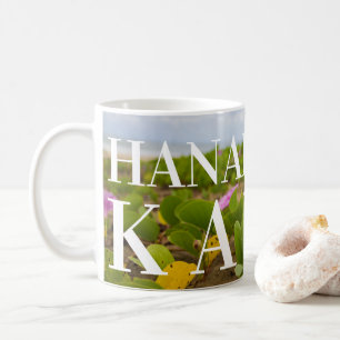 Caneca De Café Hanalei Bay Kauai Purple Flower Big Text