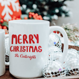 Caneca De Café Hand-drawn Block Letters Merry Christmas Greeting