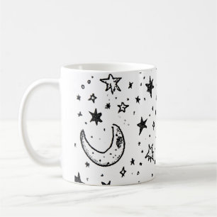 Caneca De Café Hand Drawn Celestial Night Sky Pattern