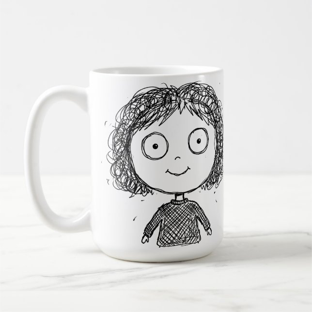 Caneca De Café Hand-Drawn Character Illustration – Artistic (Esquerda)
