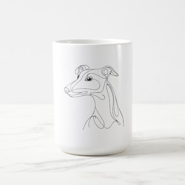 Caneca De Café Hand Drawn Greyhound Line Art - Minimalist Design (Centro)
