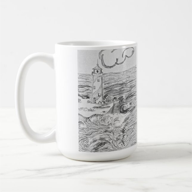 Caneca De Café Hand drawn light House on mug (Esquerda)