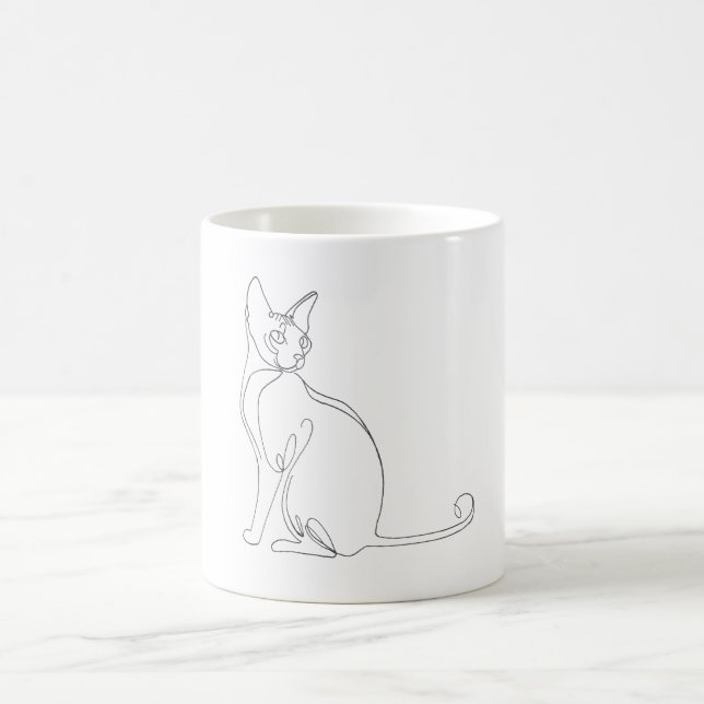 Caneca De Café Hand Drawn Sphynx Cat Minimalist Design (Centro)
