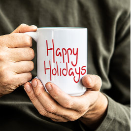 Caneca De Café Hand-lettered script red Happy Holidays