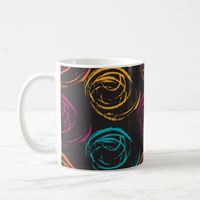 Caneca De Café Hand painted grange texture. Ink geometric element (Esquerda)