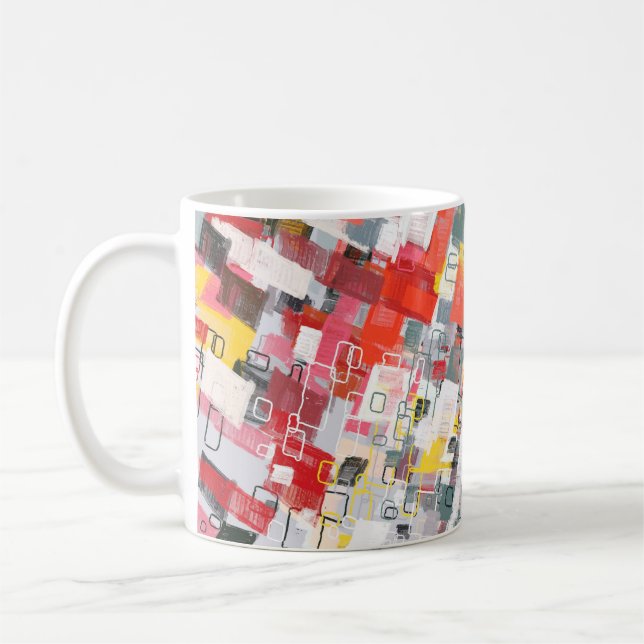 Caneca De Café Handmade surreal abstract pattern. Modern artistic (Esquerda)