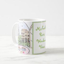 Caneca De Café Handpainted Whimsical Paris Drawing PERSONALIZE