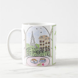 Caneca De Café Handpainted Whimsical Paris Drawing PERSONALIZE