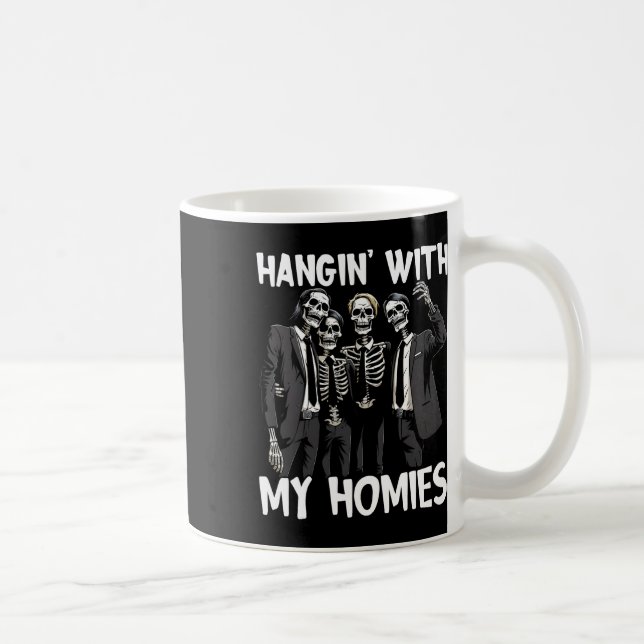 Caneca De Café Hangin Com Minhas Casas Engraçado Esqueleto De Hal (Direita)