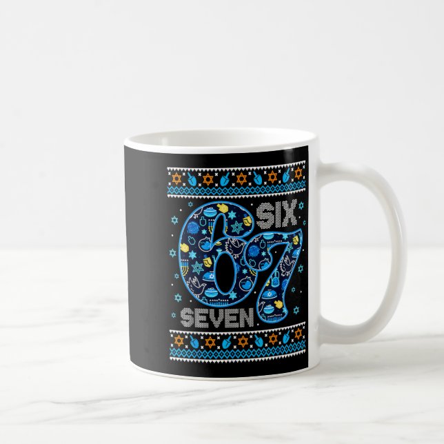 Caneca De Café Hanukkah 67 Festive Dreidel Ugly Sweater Jew Six S (Direita)