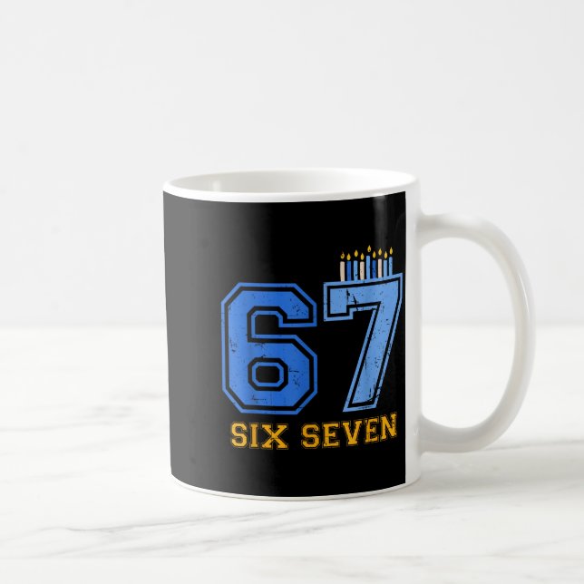 Caneca De Café Hanukkah 67 Six Seven Boy Girl Kids 67 Meme Hanukk (Direita)