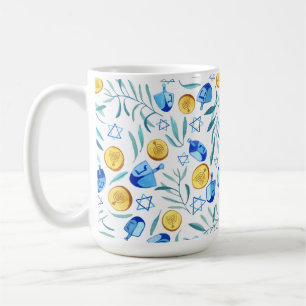 Caneca De Café Hanukkah Dreidel - Padrão de Feriado Judeu