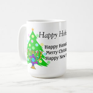 Caneca De Café Hanukkah e Natal juntos