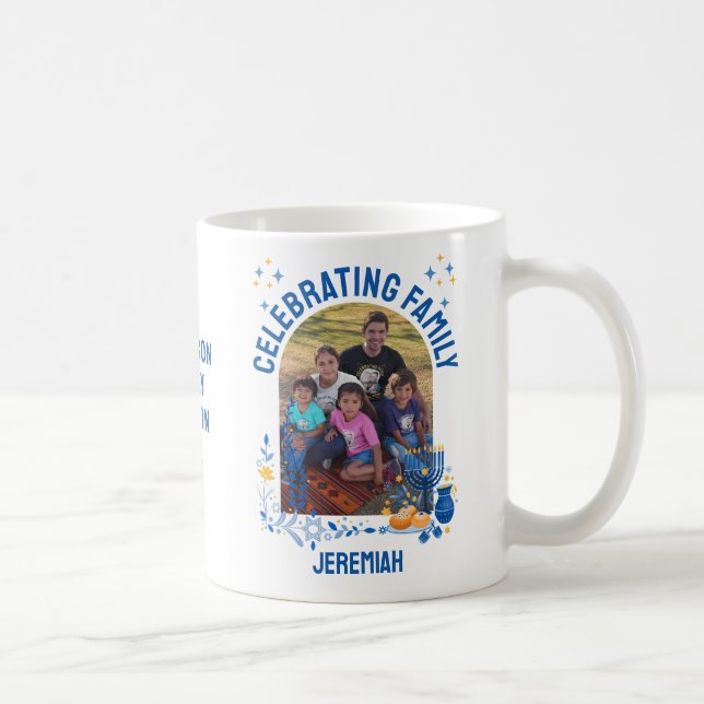 Caneca De Café HANUKKAH FAMILY REUNION Nome personalizado (Direita)