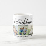 Caneca De Café Hanukkah feliz 3 fotos e texto feito sob encomenda<br><div class="desc">O presente perfeito de Hanukkah - apenas adicione seus 3 fotos favoritas e texto feito sob encomenda para criar essa de uma caneca amável.</div>