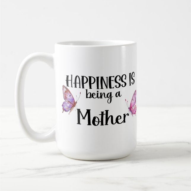 Caneca De Café Happiness Is Being A Mother Butterfly Mom Present (Esquerda)