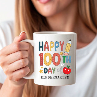 Caneca De Café Happy 100th Day of Kindergarten | Back to School