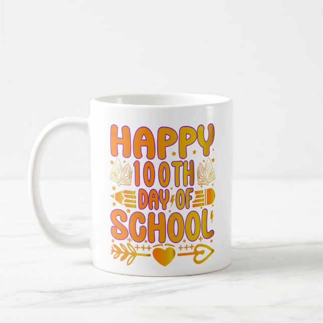 Caneca De Café Happy 100th Day of School Coffee Mug (Esquerda)