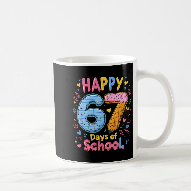 Caneca De Café Happy 67 Days Of School Six Seven Kids Boys Girls  (Direita)