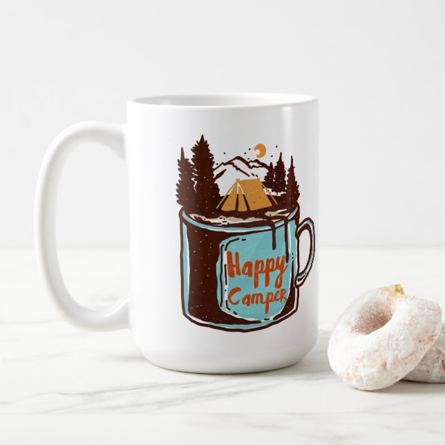 Caneca De Café Happy Camper Mug (Com Donut)