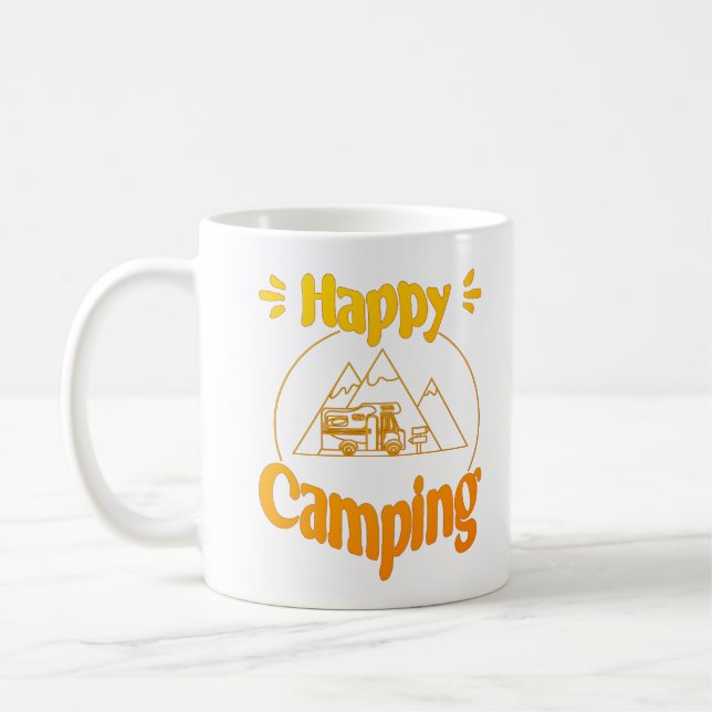 Caneca De Café Happy Camping - fröhliches cooles Grafikdesign (Esquerda)