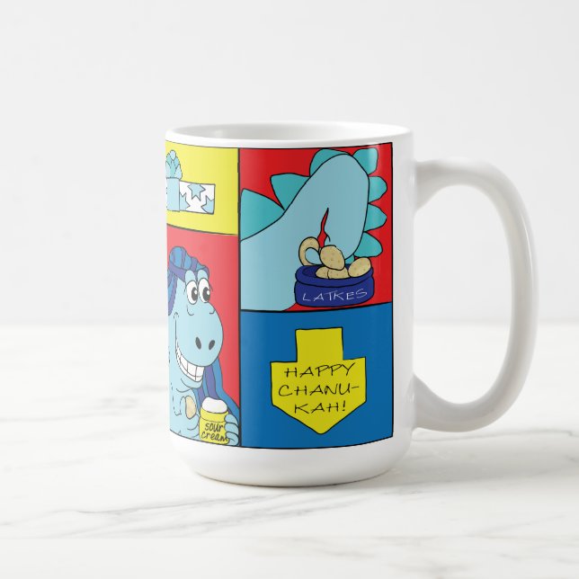 Caneca De Café Happy Chanukah/Hanukkah Dinossaur Latg (Direita)