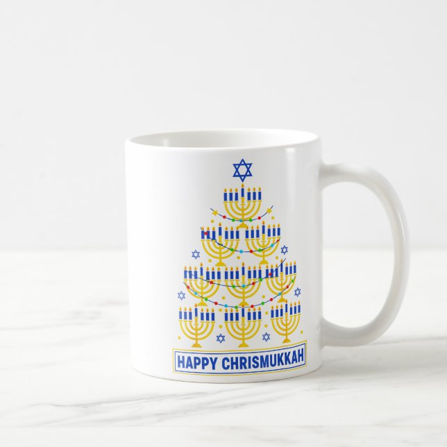 Caneca De Café Happy Chrismukkah Hanukkah Light Tree Jewish Holid (Direita)