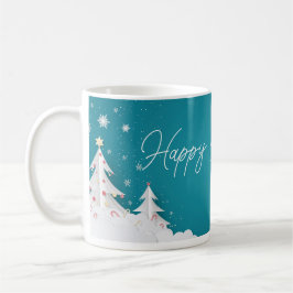 Caneca De Café Happy Christmas – Festive Holiday Blue Mug