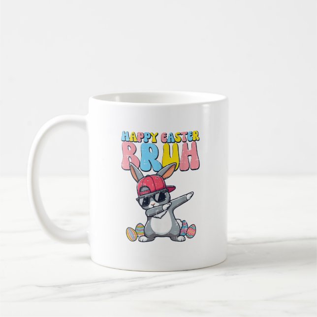 Caneca De Café Happy Easter Bruh Bunny Dab Rabbit Dance Boys Kids (Esquerda)