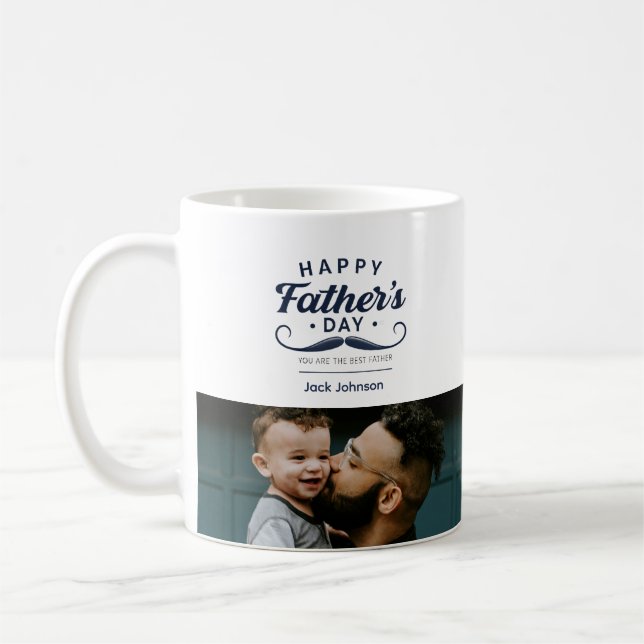 Caneca De Café Happy Father’s Day Mustache Tribute Design (Esquerda)