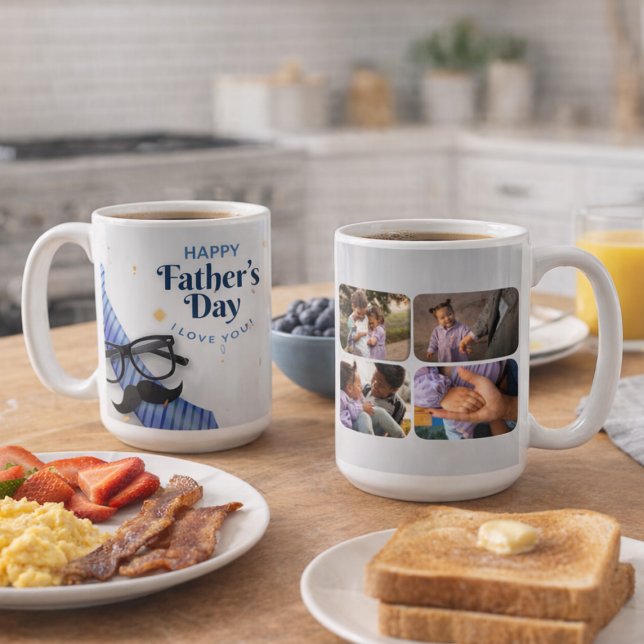Caneca De Café Happy Father’s Day – Tie, Mustache & Memories (Happy Father’s Day – Tie, Mustache & Memories Coffee Mug)