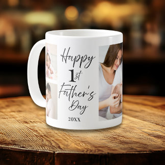 Caneca De Café Happy First Father's Day Dad 5 Photo Collage  