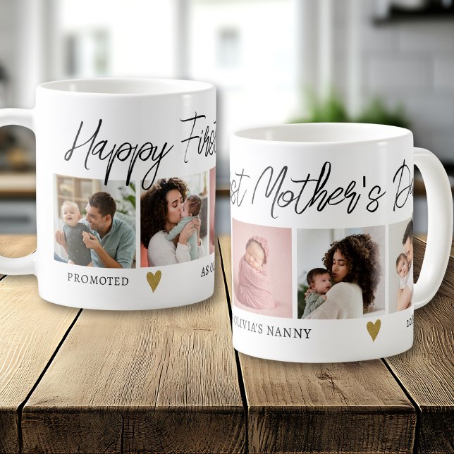 Caneca De Café Happy First Mothers Day Nanny 5 Photo Collage (Criador carregado)