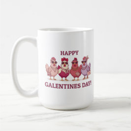 Caneca De Café Happy Galentines Day Chicken Squad Cute Funny Hens