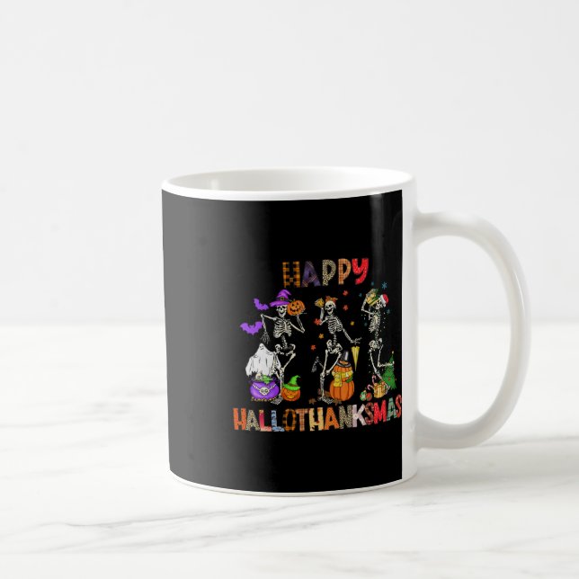 Caneca De Café Happy Hallothanksmas Skeleton Halloween Thanksgivi (Direita)