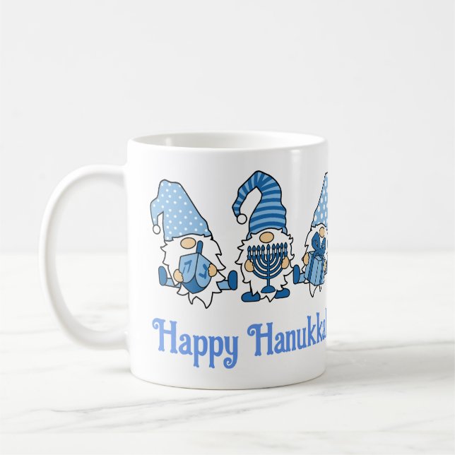 Caneca De Café Happy Hanukkah Holiday Gnomo (Esquerda)